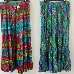 Vintage Phool Skirt Women L Colorful Reversible Broomstick Flowy Hippe Boho Maxi